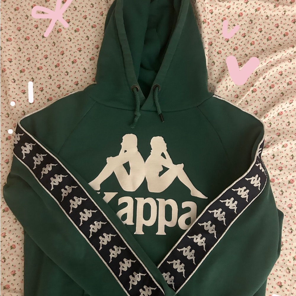 Green KAPPA hoodie with design on the sleeves. Don’t use anymore